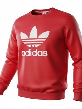 Adidas Men’s Trefoil Red Satin Crewneck  Sweatsuit Size Medium
